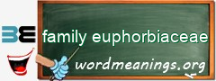 WordMeaning blackboard for family euphorbiaceae